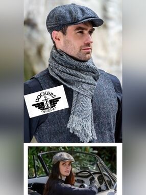 Dockers Hat & Scarf Set Herringbone Mens